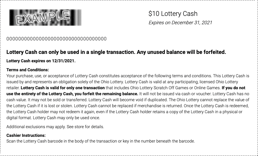 Example cash/coupon