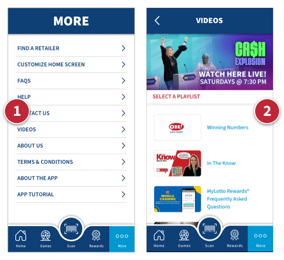 Two app screenshots demonstrating the Videos interface Two app screenshots demonstrating the Videos interface