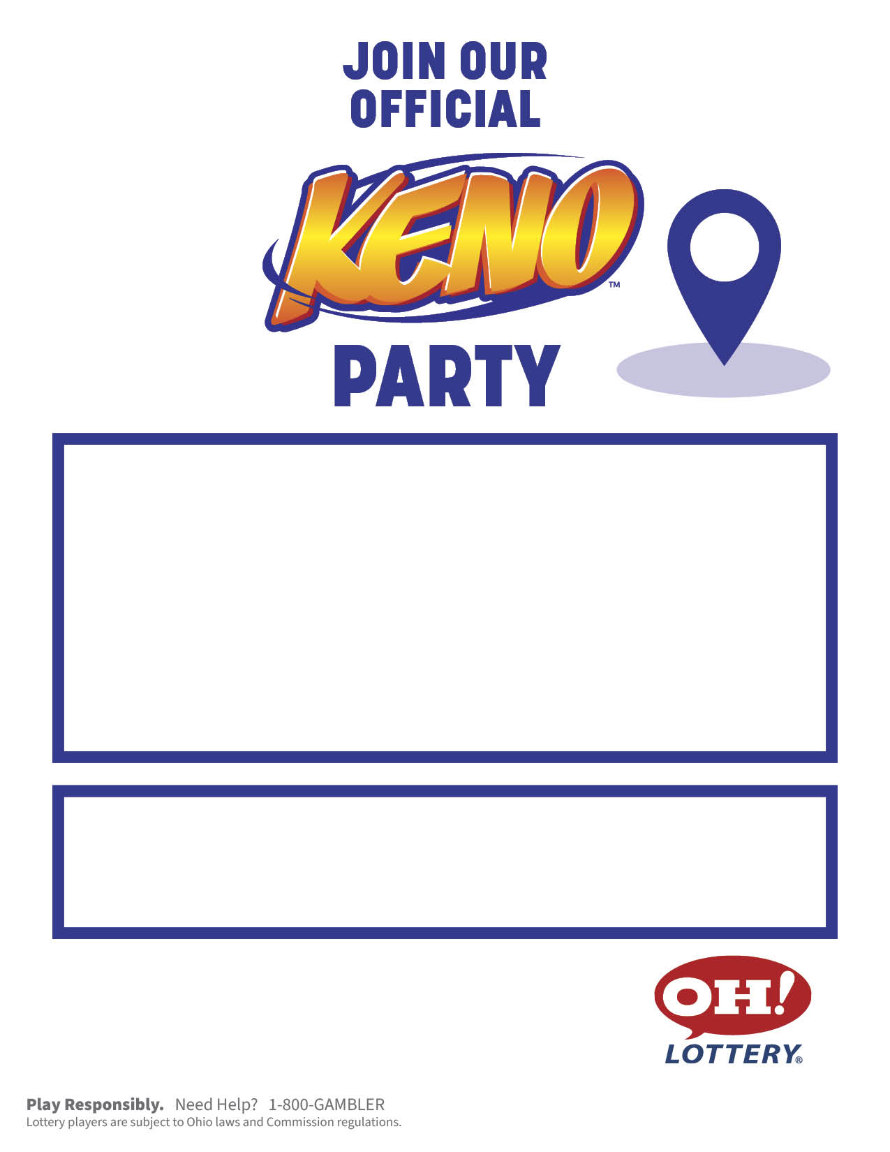 Join Keno Promo poster with blue indicator on right and white background