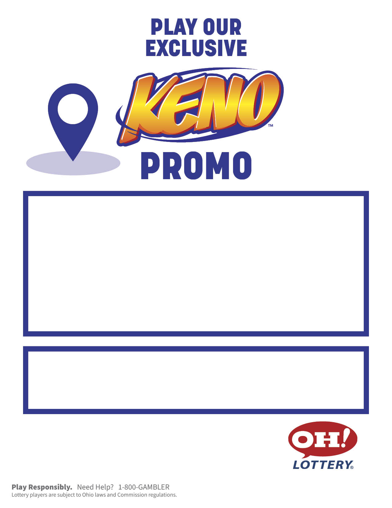 Join Keno Promo poster with blue indicator on left and white background